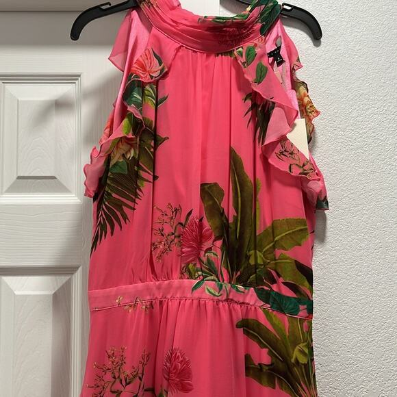 Alex Marie Fiona Halter Neck Tie Back Floral Chiffon A-Line Maxi Dress 16 - Picture 3 of 5